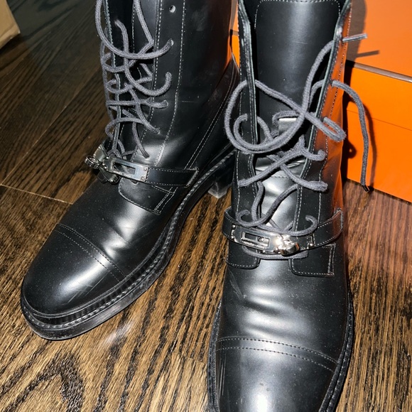 Hermes Kelly Ankle boot size 39.5 EU Glossed Calfskin black - Picture 15 of 16